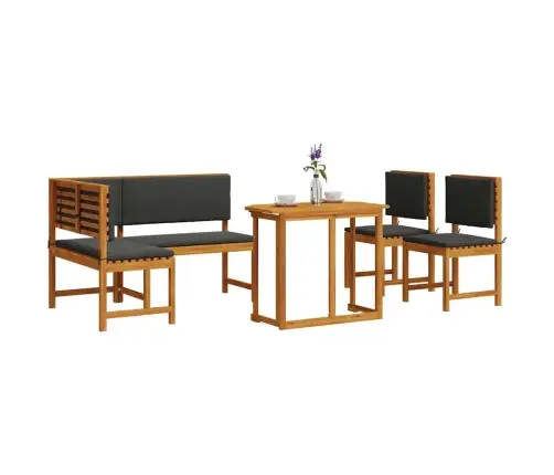 4 Daļu Dārza Ēdamistabas Komplekts Ar Spilveniem, No Cietā Akācijas Koka Vidaxl