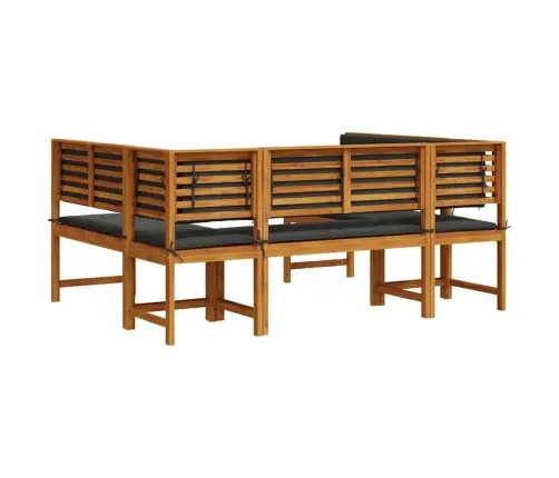 5 Daļu Dārza Soliņu Komplekts Ar Spilveniem No Cietā Akācijas Koka Vidaxl