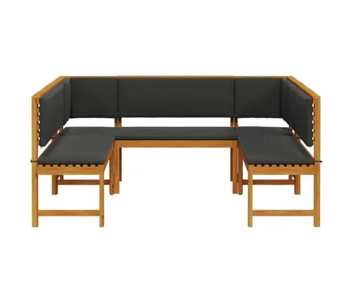 5 Daļu Dārza Soliņu Komplekts Ar Spilveniem No Cietā Akācijas Koka Vidaxl