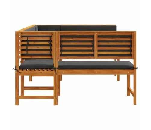 5 Daļu Dārza Soliņu Komplekts Ar Spilveniem No Cietā Akācijas Koka Vidaxl