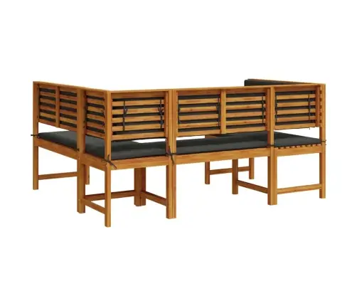 3 Daļu Dārza Soliņu Komplekts Ar Spilveniem No Masīvas Akācijas Koka Vidaxl