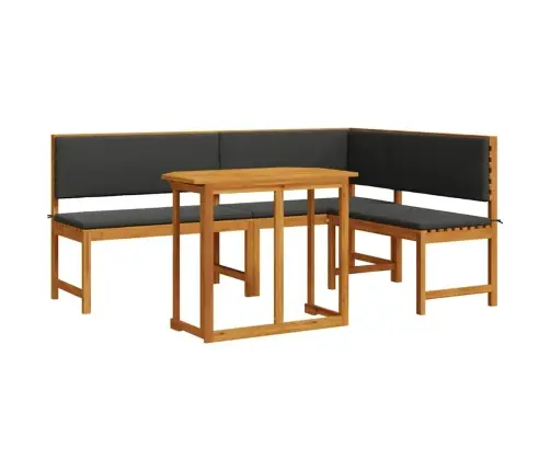 3 Daļu Dārza Bistro Komplekts Ar Spilveniem, Cietais Akācija Vidaxl