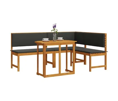 3 Daļu Dārza Bistro Komplekts Ar Spilveniem, Cietais Akācija Vidaxl