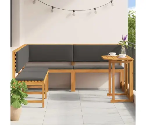 4 Daļu Dārza Galda Komplekts Ar Spilveniem No Akācijas Koka Vidaxl