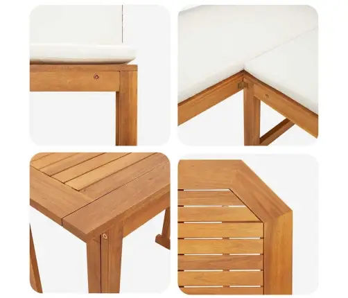 3 Daļu Dārza Bistro Komplekts Ar Spilveniem, Cieta Akācija Vidaxl