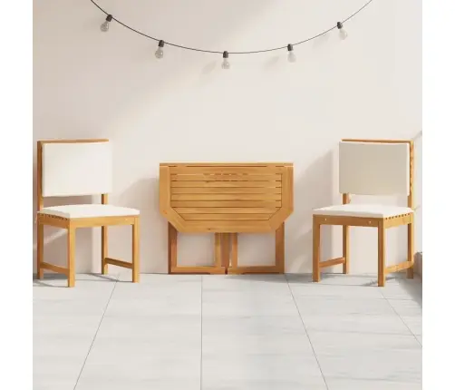 3 Daļu Dārza Bistro Komplekts Ar Spilveniem, Cieta Akācija Vidaxl