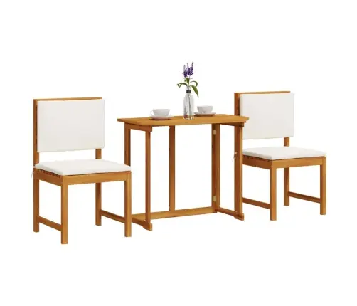 3 Daļu Dārza Bistro Komplekts Ar Spilveniem, Cieta Akācija Vidaxl