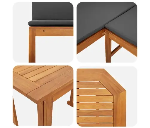 Sodo Bistro Rinkinys 3 Pcs Ruda Akacijos Medienos Masyvas