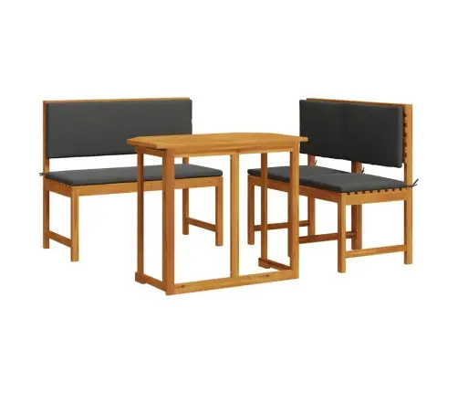 4 Daļu Dārza Ēdamgalds Ar Spilveniem, Cieta Akācijas Koks Vidaxl