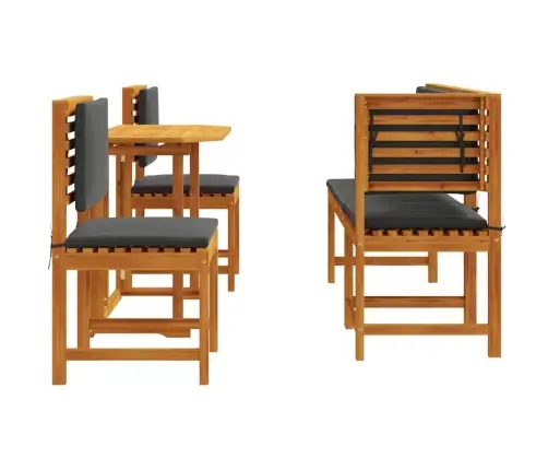 5 Daļu Dārza Galda Komplekts Ar Spilveniem No Masīvkoka Akācijas Vidaxl