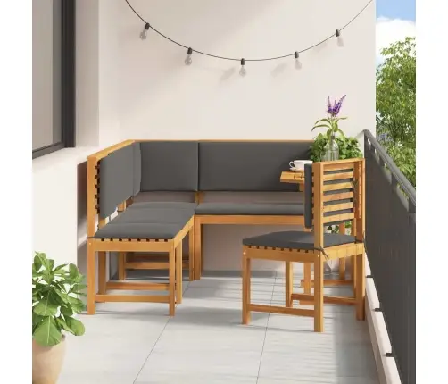 6 Daļu Dārza Galda Komplekts Ar Spilveniem No Akācijas Koka Vidaxl