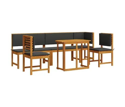 6 Daļu Dārza Galda Komplekts Ar Spilveniem No Akācijas Koka Vidaxl