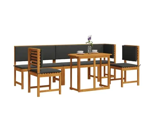 6 Daļu Dārza Galda Komplekts Ar Spilveniem No Akācijas Koka Vidaxl