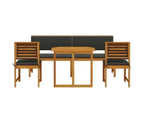 5 Daļu Dārza Galda Komplekts Ar Spilveniem No Akācijas Koka Vidaxl