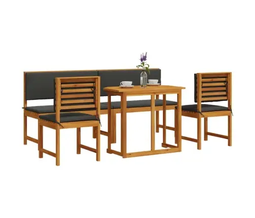 5 Daļu Dārza Galda Komplekts Ar Spilveniem No Akācijas Koka Vidaxl