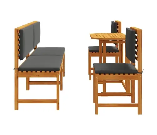 5 Daļu Dārza Galda Komplekts Ar Spilveniem No Akācijas Koka Vidaxl