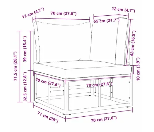 Lauko Baldai Su Pagalve Juoda 70 X 71.5 X 32 Cm Metalas