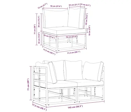 Āra Mēbeles Ar Spilvenu Ar Spilvenu 2 Pcs Melns Un Anthracite Vidaxl