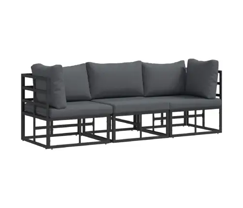 Āra Mēbeles Ar Spilvenu Ar Spilvenu 3 Pcs Melns Un Anthracite Vidaxl
