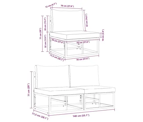 Āra Mēbeles Ar Spilvenu Ar Spilvenu 2 Pcs Melns Un Anthracite Vidaxl