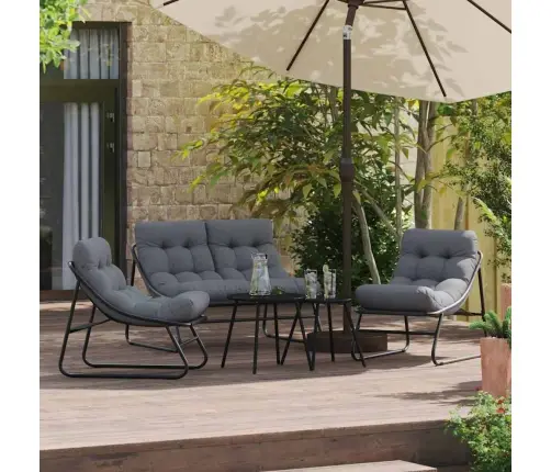 Aia Mööbel Padjaga 3 Pcs Must Pulbervärvitud Teras