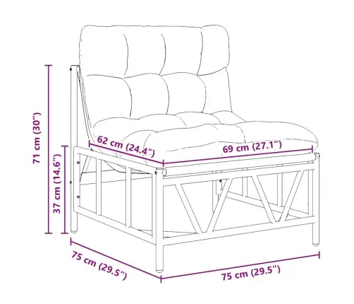 Dārza Relaksējošie Krēsli 2 Gab. Ar Spilvenu 60X80X71 Cm Tērauda Vidaxl