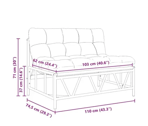 Dārza Sols Ar Spilvenu 110X80X71 Cm Vidaxl