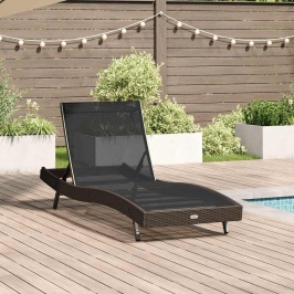 Sauļošanās Krēsls Brūna 70 X 197 X 82 Cm Poli Rattan Un Metāls Vidaxl