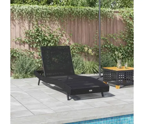 Saulesskrēslis Melnā Poliratanā Un Tekstilēnā Vidaxl