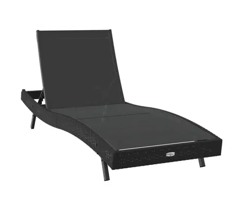 Saulesskrēslis Melnā Poliratanā Un Tekstilēnā Vidaxl