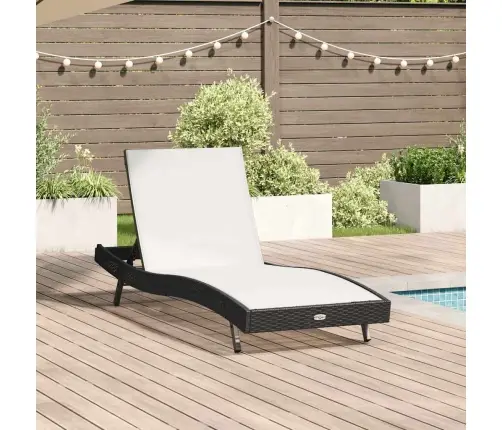 Saulės Gultas Juoda Ir Balta 197 X 70 X 82 Cm Poliratanas