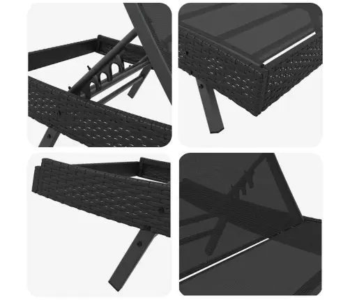 Päikese Lamamistool Lauakesega 2 Pcs Must 40 X 40 X 40.5 Cm