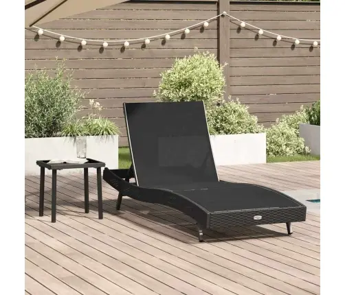 Päikese Lamamistool Lauakesega 2 Pcs Must 40 X 40 X 40.5 Cm
