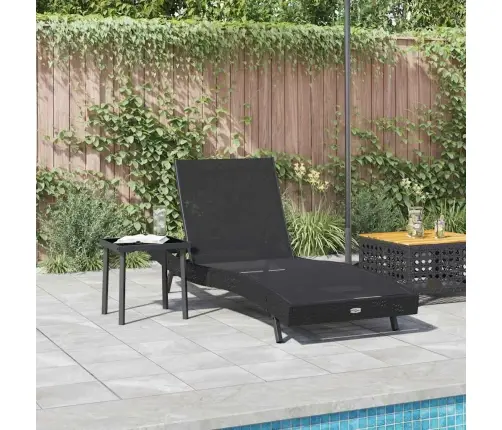 Päikese Lamamistool Lauakesega 2 Pcs Must 40 X 40 X 40.5 Cm