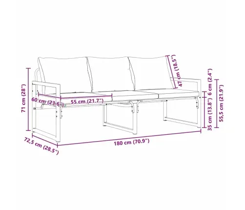 Sodo Baldai Su Pagalve Kita Juoda 180 X 72.5 X 71 Cm Plienas