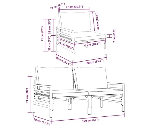 Āra Mēbeles Ar Spilvenu Ar Spilvenu 2 Pcs Antracīts Vidaxl