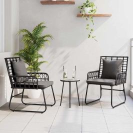 Dārza Ēdamgalds 3 Pcs Melns Un Anthracite Poli Rattan, Tērauds Vidaxl