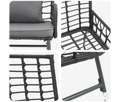 Sodo Valgomojo Komplektas 3 Pcs Juoda Ir Antracitas