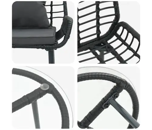 Dārza Ēdamgalds 3 Pcs Melns, Antracīts 35 X 35 X 45 Cm Vidaxl