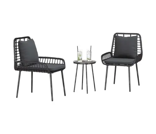 Dārza Ēdamgalds 3 Pcs Melns, Antracīts 35 X 35 X 45 Cm Vidaxl