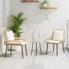 Dārza Ēdamgalds 3 Pcs Brūns, Melns, Krēmkrāsas Vidaxl