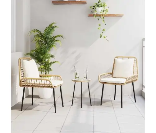 Dārza Ēdamgalds 3 Pcs Brūns, Melns, Krēmveida 35 X 35 X 45 Cm Vidaxl