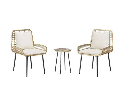 Dārza Ēdamgalds 3 Pcs Brūns, Melns, Krēmveida 35 X 35 X 45 Cm Vidaxl