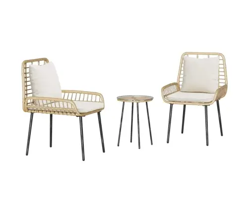 Dārza Ēdamgalds 3 Pcs Brūns, Melns, Krēmveida 35 X 35 X 45 Cm Vidaxl