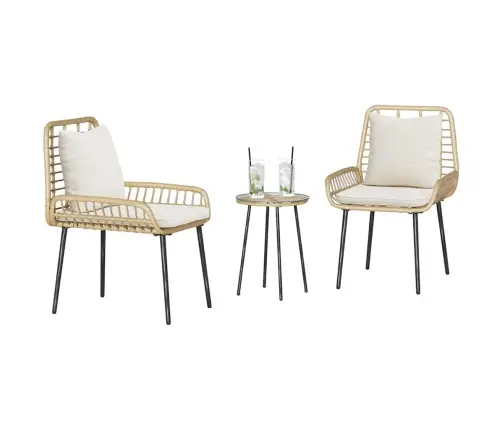 Dārza Ēdamgalds 3 Pcs Brūns, Melns, Krēmveida 35 X 35 X 45 Cm Vidaxl