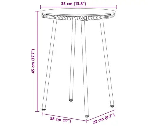 Dārza Ēdamgalds 3 Pcs Brūns, Melns, Krēmveida 35 X 35 X 45 Cm Vidaxl
