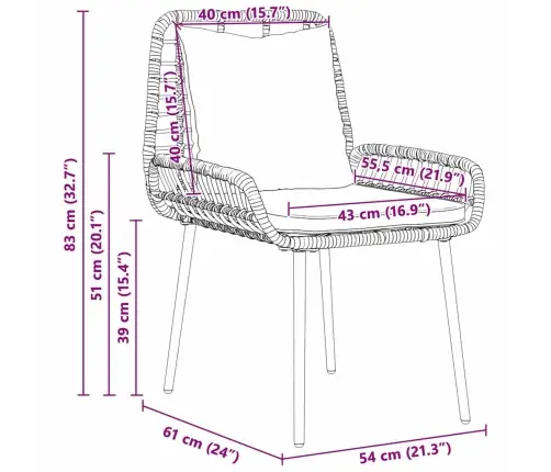 Dārza Ēdamgalds 3 Pcs Melns, Antracīts 109 X 63 X 83 Cm Vidaxl