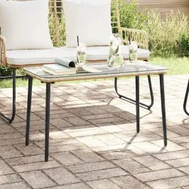 Dārza Galds Dabiska 80 X 40 X 45.5 Cm Poliūtu Rotangpalma Vidaxl