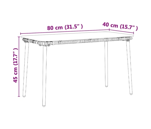 Sodo Stalas Natūrali 80 X 40 X 45.5 Cm Poli Ratanas