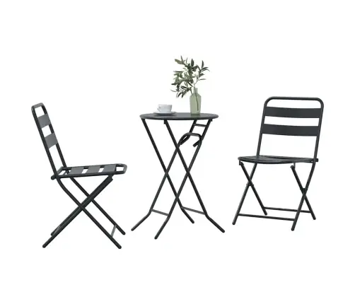 Sodo Bistro Rinkinys 3 Pcs Antracitas Plienas